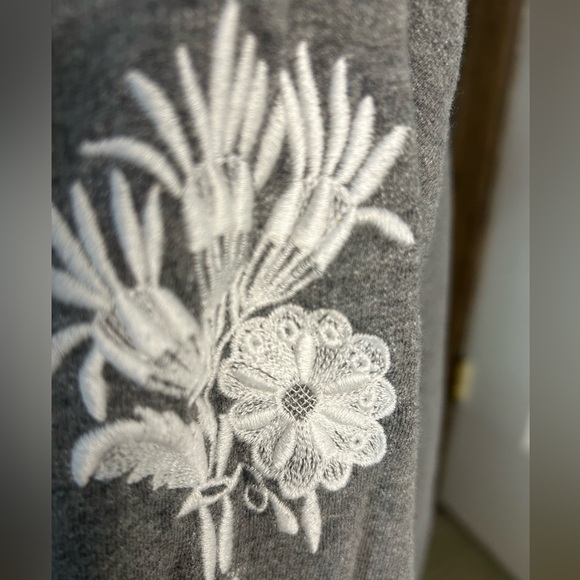JCrew Gray Embroidered Sleeve Sweatshirt - Picture 6 of 7